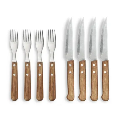 Set de tacâmuri pentru friptură argintiu/în culoare naturală din oțel inoxidabil 8 buc. – Holm