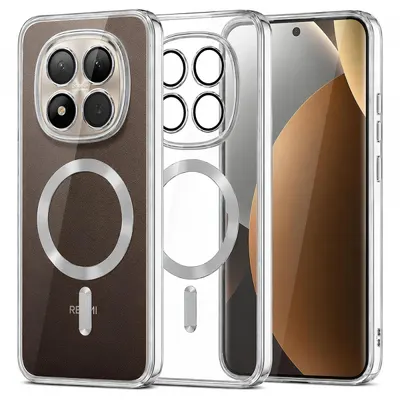 Husa MagSafe pentru Xiaomi Poco M8 Pro / Redmi Note 15 Pro+ 5G, Techsuit, Luxury Crystal, Argintie