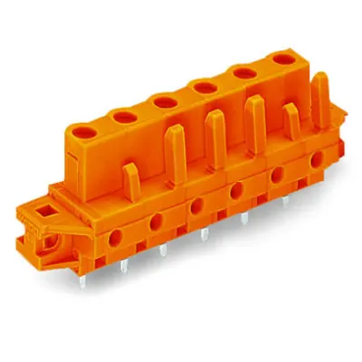 THT female header; 0.6 x 1.0 mm solder pin; straight; clamping collar; Pin spacing 7.62 mm; 12-pole; orange