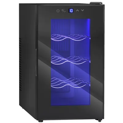 HOMCOM Frigider pentru 8 Sticle de Vinuri cu Temperatura Reglabilă 8-18°C și Rafturi Reglabile, 26,5x51,5x47,5 cm, Negru | Aosom Romania