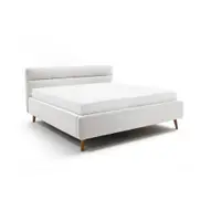 Pat matrimonial gri deschis tapițat cu spațiu de depozitare cu somieră 180x200 cm Lotte – Meise Möbel