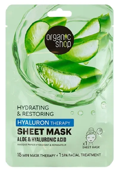 Organic Shop Mască facială pe foaie Aloe & Hyaluronic acid, 25 g