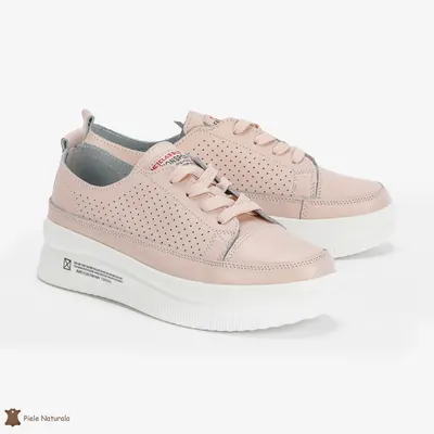 Pantofi Casual de dama din Piele naturala Șic Urban CRL0487 ROZ