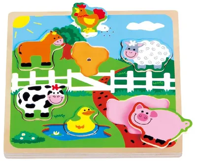 Puzzle muzical din lemn Lelin - Ferma