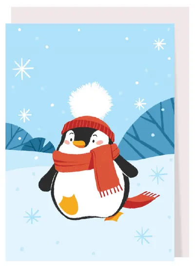 Felicitare - pinguin de Crăciun