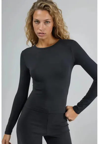 Bluza dama - slim fit - negru - din jerseu