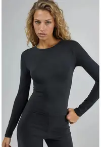 Bluza dama - slim fit - negru - din jerseu