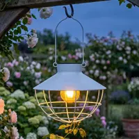 Lampă suspendată solară, cu led, metalică, culoare alb
