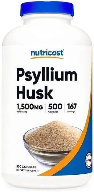 Psyllium Husk, 1500 mg, 500 capsule, Nutricost