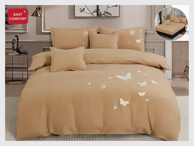 Lenjerie De Pat Din Finet Premium Cu Broderie Si Elastic - Bej Cu Fluturasi - Engros