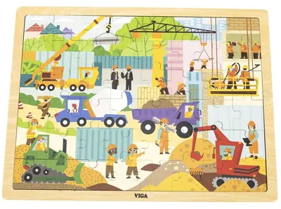 Puzzle pentru copii Viga - Echipament de construcții, 48 piese