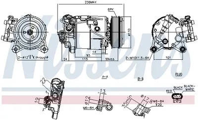 Compresor climatizare potrivit BMW 2 (F22, F87), 2 (F23), 2 (F45), 2 GRAN TOURER (F46), 2 GRAN TOURER VAN (F46), 5 (F10), 5 (F11), 5 (G30, F90), 5 (G31), 6 GRAN TURISMO (G32) 1.2-3.0D 06.10