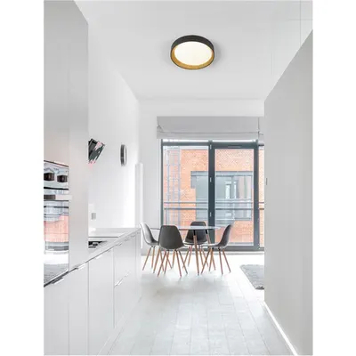 Plafoniera STAKE Nisipiu Negru Aluminiu Lemn & Acrylic LED 40W 220-240V 2312Lm 3000K IP20 Triac Dimabil