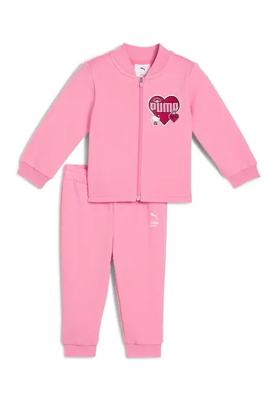 Trening cu fermoar si imprimeu Hello Kitty - Alb/Roz zmeuriu/Roz pastel