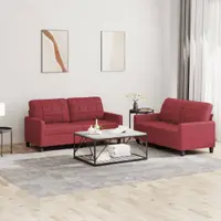 Gossi set de canapele cu perne, 2 piese, rosu vin, piele ecologica