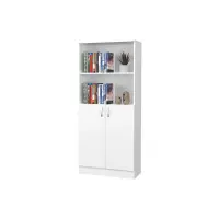 Biblioteca Flint, cu Usi Inferioare si O Polita, Alba, 70 x 32 x 159 cm