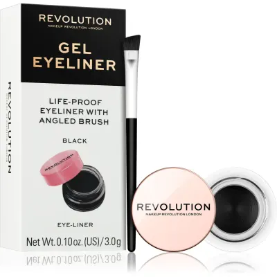 Revolution Gel Eyeliner Pot eyeliner-gel cu pensula culoare Black 3 g