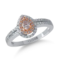 Inel din aur alb-roz cu diamante roz pear si rotunde de 0.29ct si diamante transparente de 0.24ct