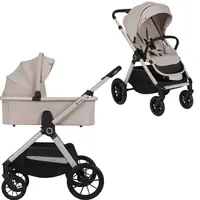 Carucior 2 in 1, Lionelo, Layla, Pana la 22 kg, Cadru aluminiu, Cu landou intarit si salteluta din spuma AirDots, Reversibil, Cu ventilatie 3D, Cu accesorii, EN1888-1, EN1888-2, EN1466, Bej