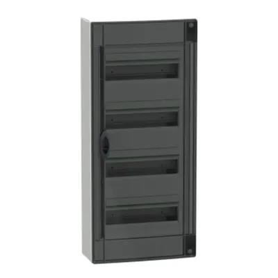 PrismaSet XS, Cofret cu montaj aparent, 4x13 Module, material plastic, usa fumurie, cu 1 bloc terminal