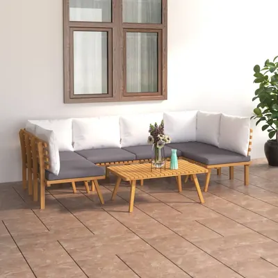Gossi set mobilier de gradina cu perne, 7 piese, lemn masiv acacia