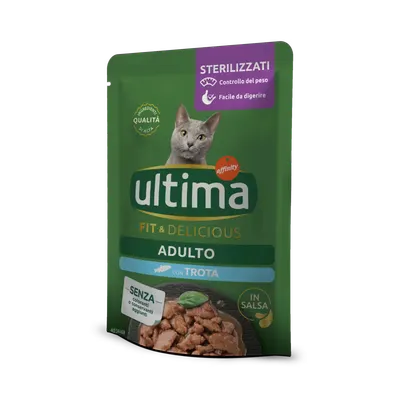 Hrana umeda pisici, Ultima Cat, Adult Sterilizat Fit & Delicious Pastrav, 85 g
