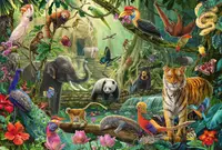 Puzzle 100 piese - Jungla colorata