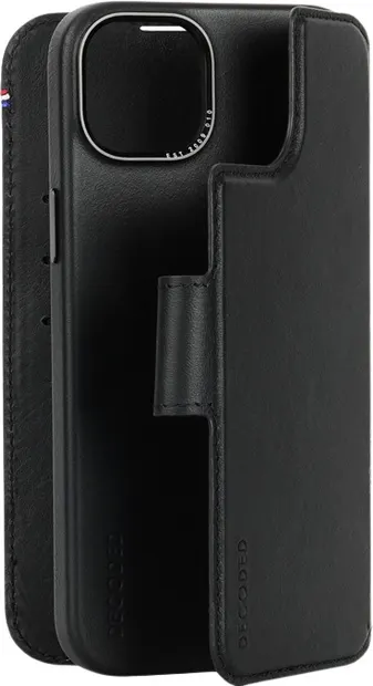 Husă Decoded - Leather Wallet, iPhone 15 Plus, negru