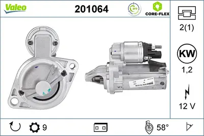 Electromotor (12V, 1,2kW) potrivit BMW 1 (E81), 1 (E82), 1 (E87), 1 (E88), 1 (F20), 1 (F21), 3 (E90), 3 (E91), 3 (E92), 3 (E93), 3 (F30, F80), 3 (F31), 3 GRAN TURISMO (F34) 1.6-3.0H 09.03-07.19