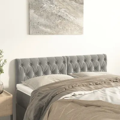 vidaXL Tăblii de pat, gri deschis, 160x7x78/88 cm, catifea