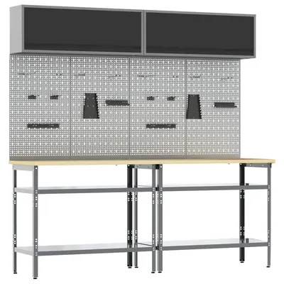 vidaXL Set banc de lucru 8 buc. Negru și Gri Oțel vopsit electrostatic