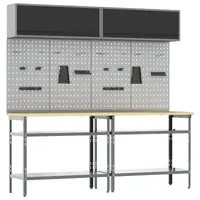 vidaXL Set banc de lucru 8 buc. Negru și Gri Oțel vopsit electrostatic