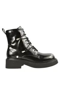 Bocanci casual - dama - WB700d06A negruwqf piele lacuita - toc - Negru