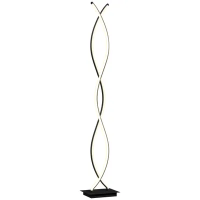 HOMCOM Lampadar de salon cu design spirală dublă, 3 niveluri de luminozitate, comutator de picior, modern și elegant, negru | Aosom Romania