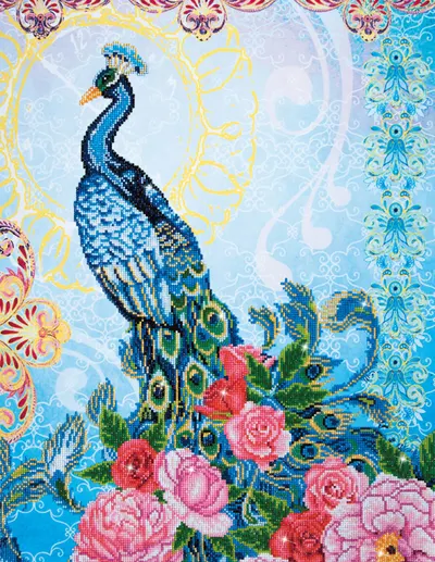 Tablou cu diamante – Păun exotic, 82 x 62 cm