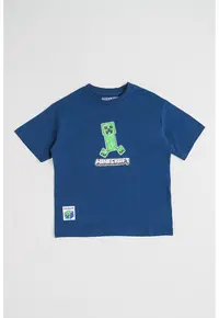 Tricou cu model Minecraft Culture Club - Alb/Verde/Bleumarin