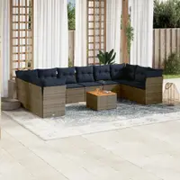 Gossi set canapele de gradina cu perne, 11 piese, gri, poliratan