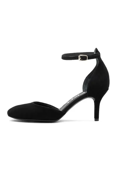 Pantofi D'Orsay de piele intoarsa cu toc stiletto Celina - Negru