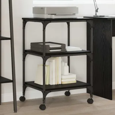 vidaXL Suport pentru imprimantă Stejar Negru 50 x 41 x 75 cm