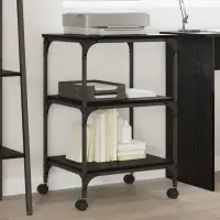 vidaXL Suport pentru imprimantă Stejar Negru 50 x 41 x 75 cm
