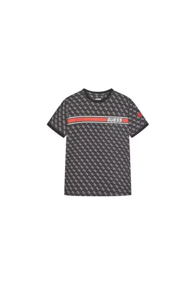 Tricou din amestec de bumbac cu banda cu logo pe piept si imprimeu-logo - Negru
