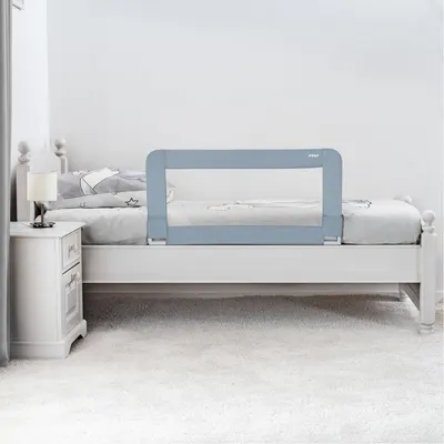 Bariera de protectie anticadere pat copii, lungime 100 cm, albastru-gri, Reer Sleepn Keep
