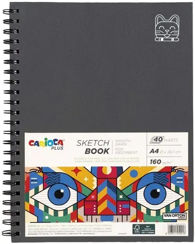 Caiet de schițe cu spirală Carioca Plus - Van Orton, A4, 40 de foi