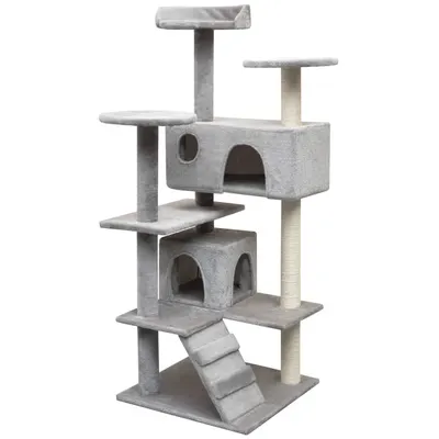Gossi ansamblu pentru pisici cu funie de sisal, 125 cm, gri