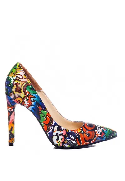 Pantofi stiletto piele naturala Graffiti Ghetto