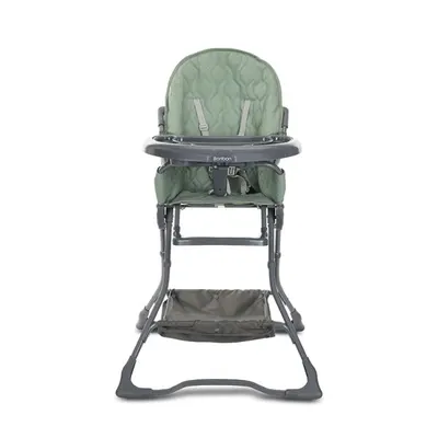 Scaun de masa pentru copii Lorelli Bonbon Green Leather cu suport pentru picioare, cos pentru jucarii, pliere compacta, greutate admisa 15 kg