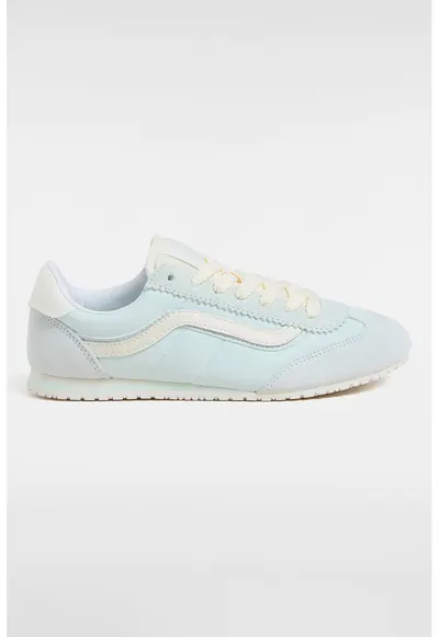 Pantofi sport low cut din piele intoarsa - Albastru pastel/Crem