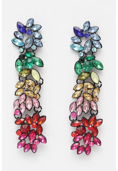 Cercei drop cu cristale multicolore - Multicolor