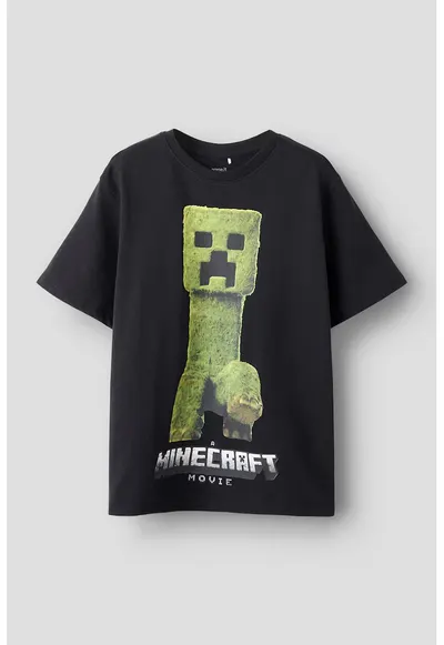 Tricou cu imprimeu Minecraft - Negru/Verde fistic