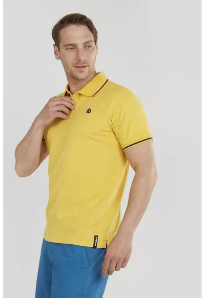 Tricou polo cu logo mic brodat Incognito - Galben sofran